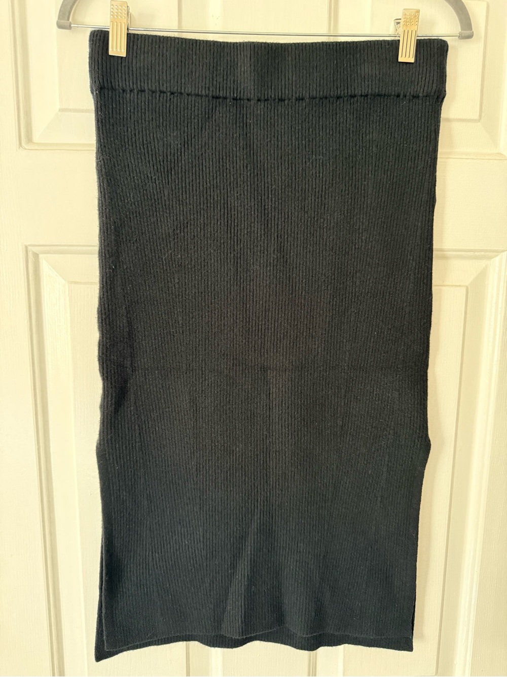 Abercrombie & Fitch Black Ribbed Midi Pencil Skirt